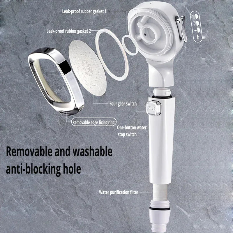 High Pressure Shower Head - Water Saving 3 Modes  Adjustable One-Key -  Great Massage