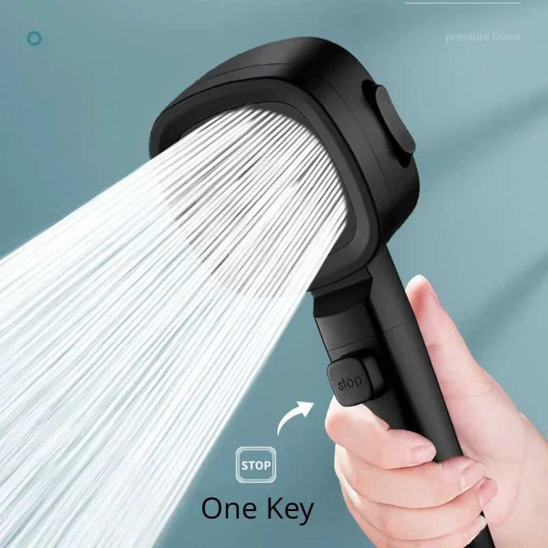 High Pressure Shower Head - Water Saving 3 Modes  Adjustable One-Key -  Great Massage